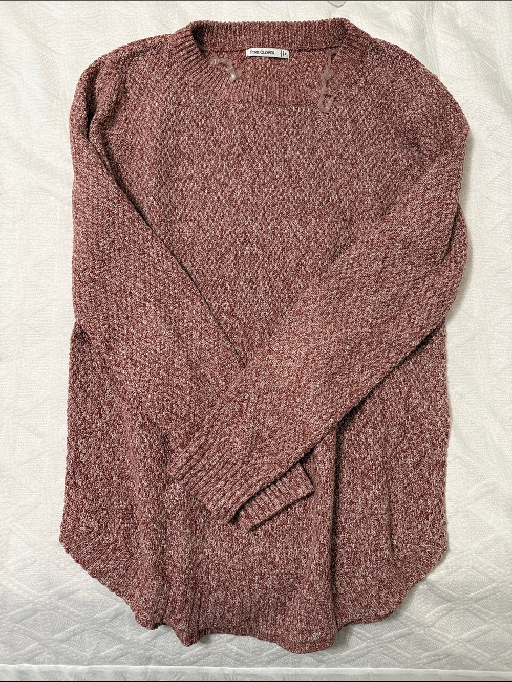 Pink Clover Marled Rose Crewneck Sweater